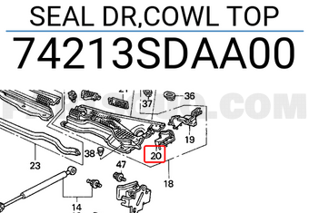 Honda 74213SDAA00 SEAL DR,COWL TOP