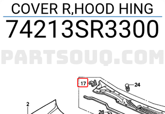 Honda 74213SR3300 COVER R,HOOD HING