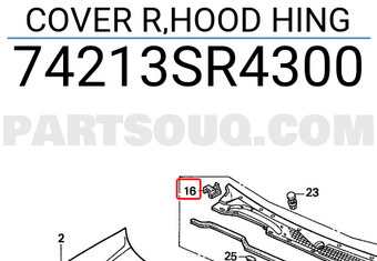 Honda 74213SR4300 COVER R,HOOD HING