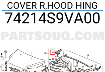 Honda 74214S9VA00 COVER R,HOOD HING