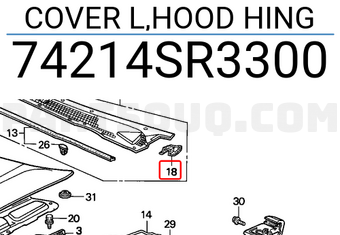 Honda 74214SR3300 COVER L,HOOD HING