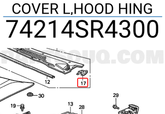 Honda 74214SR4300 COVER L,HOOD HING