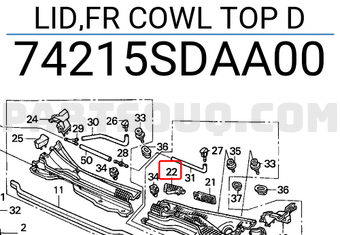 Honda 74215SDAA00 LID,FR COWL TOP D