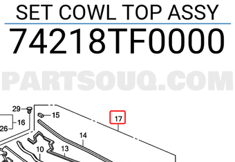 Honda 74218TF0000 SET COWL TOP ASSY
