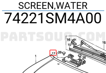 Honda 74221SM4A00 SCREEN,WATER