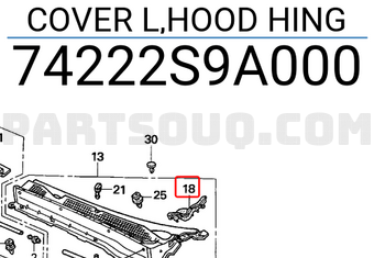 Honda 74222S9A000 COVER L,HOOD HING