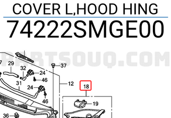Honda 74222SMGE00 COVER L,HOOD HING