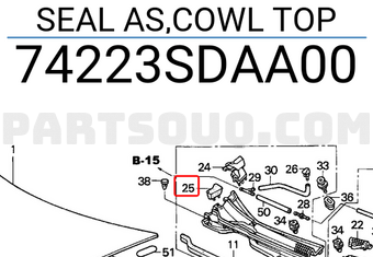 Honda 74223SDAA00 SEAL AS,COWL TOP
