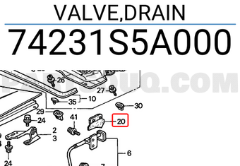 Honda 74231S5A000 VALVE,DRAIN