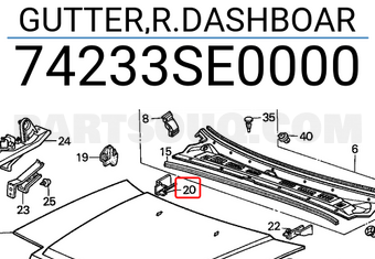Honda 74233SE0000 GUTTER,R.DASHBOAR