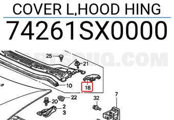 Honda 74261SX0000 COVER L,HOOD HING