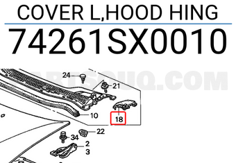 Honda 74261SX0010 COVER L,HOOD HING
