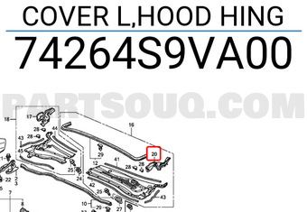 Honda 74264S9VA00 COVER L,HOOD HING