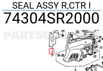 Honda 74304SR2000 SEAL ASSY R,CTR I