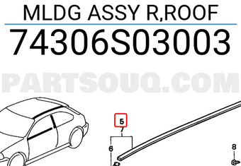 Honda 74306S03003 MLDG ASSY R,ROOF