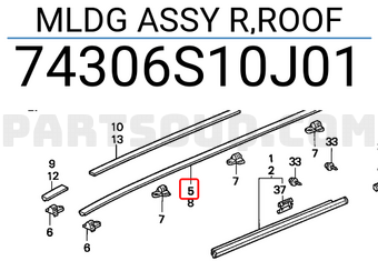 Honda 74306S10J01 MLDG ASSY R,ROOF