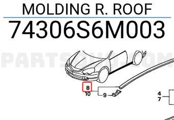 Honda 74306S6M003 MOLDING R. ROOF