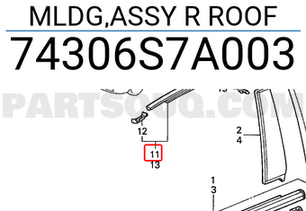 Honda 74306S7A003 MLDG,ASSY R ROOF