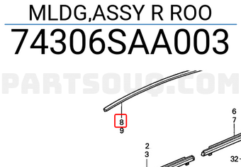 Honda 74306SAA003 MLDG,ASSY R ROO