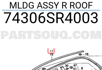 Honda 74306SR4003 MLDG ASSY R ROOF