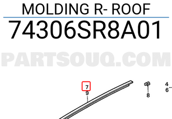 Honda 74306SR8A01 MOLDING R- ROOF
