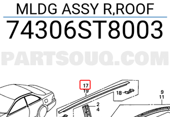 Honda 74306ST8003 MLDG ASSY R,ROOF