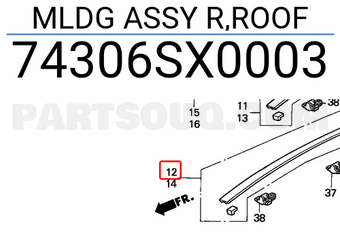 Honda 74306SX0003 MLDG ASSY R,ROOF