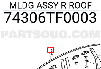 Honda 74306TF0003 MLDG ASSY R ROOF