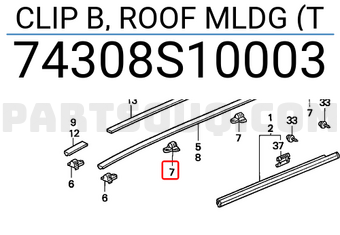 Honda 74308S10003 CLIP B, ROOF MLDG (T