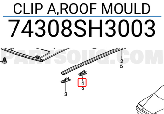Honda 74308SH3003 CLIP A,ROOF MOULD