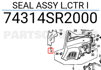Honda 74314SR2000 SEAL ASSY L,CTR I