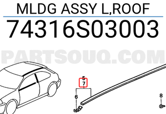 Honda 74316S03003 MLDG ASSY L,ROOF