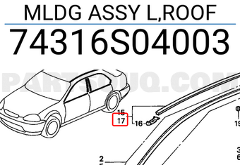 Honda 74316S04003 MLDG ASSY L,ROOF