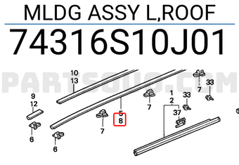 Honda 74316S10J01 MLDG ASSY L,ROOF
