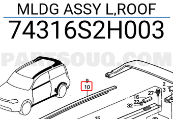 Honda 74316S2H003 MLDG ASSY L,ROOF