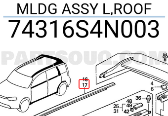 Honda 74316S4N003 MLDG ASSY L,ROOF
