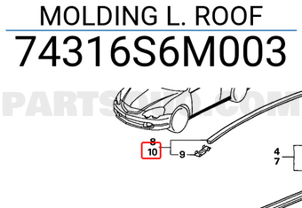 Honda 74316S6M003 MOLDING L. ROOF