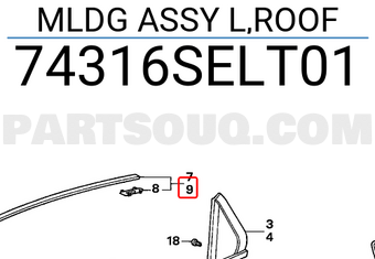 Honda 74316SELT01 MLDG ASSY L,ROOF
