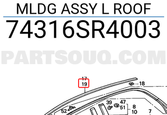 Honda 74316SR4003 MLDG ASSY L ROOF