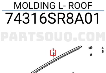 Honda 74316SR8A01 MOLDING L- ROOF