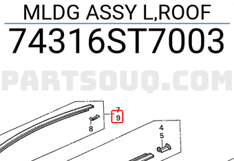 Honda 74316ST7003 MLDG ASSY L,ROOF