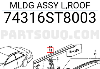 Honda 74316ST8003 MLDG ASSY L,ROOF