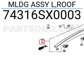 Honda 74316SX0003 MLDG ASSY L,ROOF