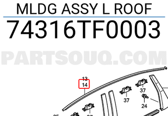 Honda 74316TF0003 MLDG ASSY L ROOF