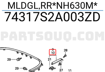 Honda 74317S2A003ZD MLDGL,RR*NH630M*