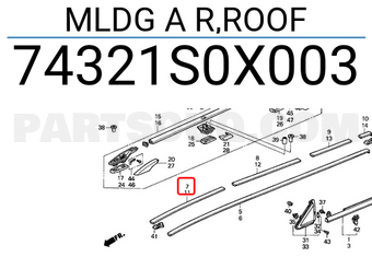 Honda 74321S0X003 MLDG A R,ROOF
