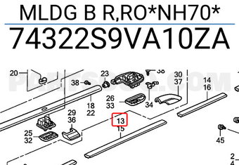 Honda 74322S9VA10ZA MLDG B R,RO*NH70*