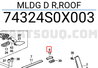 Honda 74324S0X003 MLDG D R,ROOF
