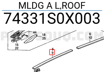 Honda 74331S0X003 MLDG A L,ROOF