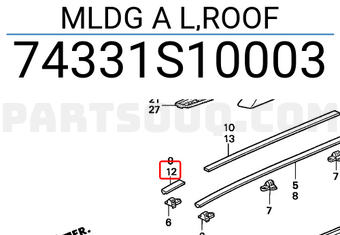 Honda 74331S10003 MLDG A L,ROOF